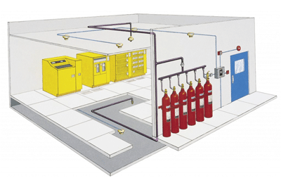 image of a fixed fire suppression system.